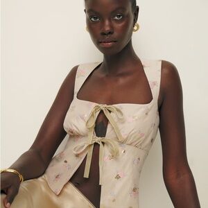 Reformation Azalea Floral Tie-Front Top in Elouise